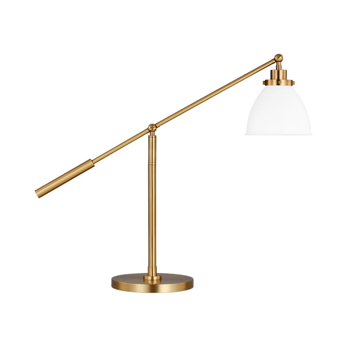 Wellfleet Dome LED Desk Lamp in Matte White and Burnished Brass.
