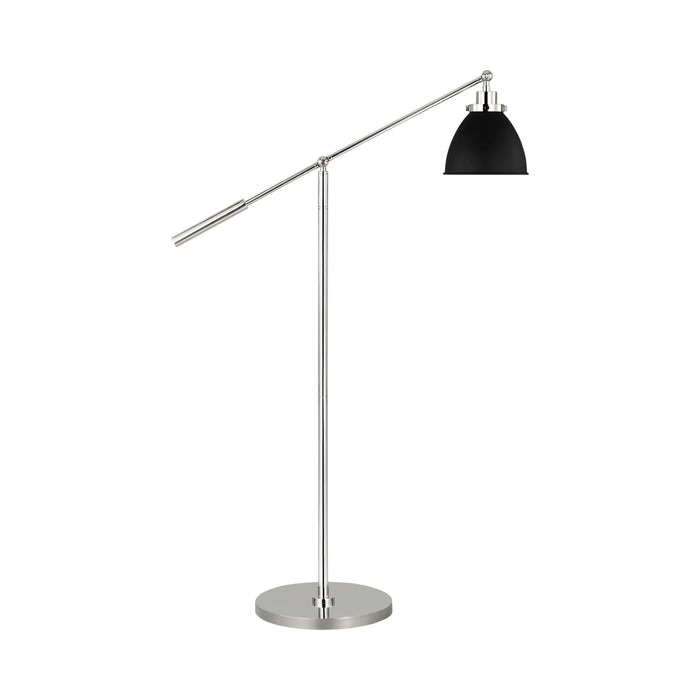 Wellfleet Dome LED Floor Lamp in Midnight Black and Polished Nickel.