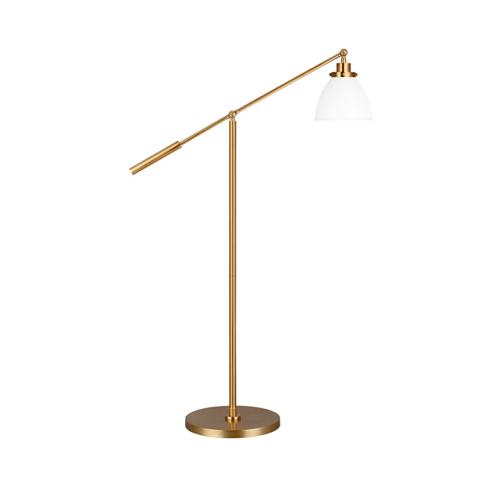 Wellfleet Dome LED Floor Lamp in Matte White and Burnished Brass.