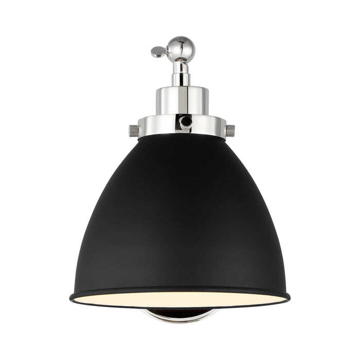 Wellfleet Dome Wall Light in Midnight Black and Polished Nickel.