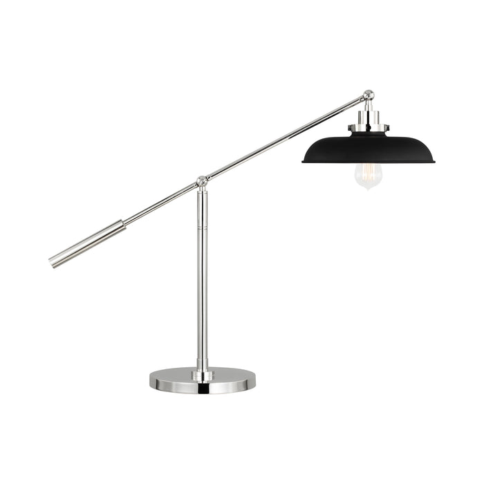 Wellfleet Wide LED Desk Lamp in Midnight Black and Polished Nickel.