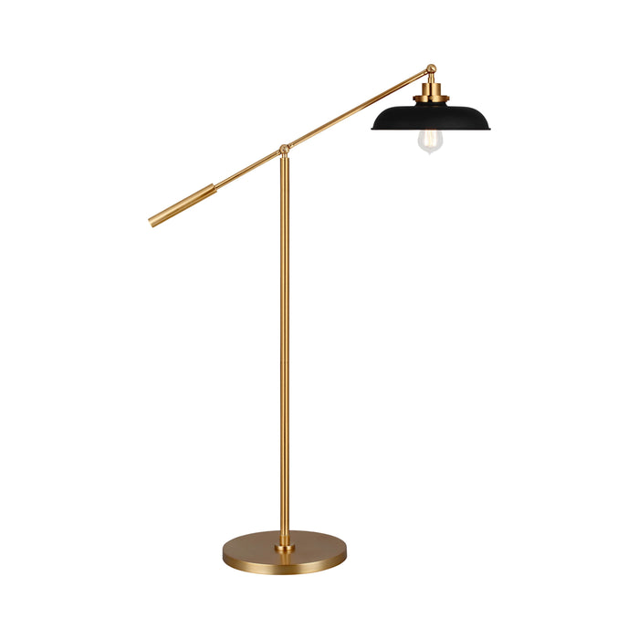 Wellfleet Wide LED Floor Lamp in Midnight Black and Burnished Brass.