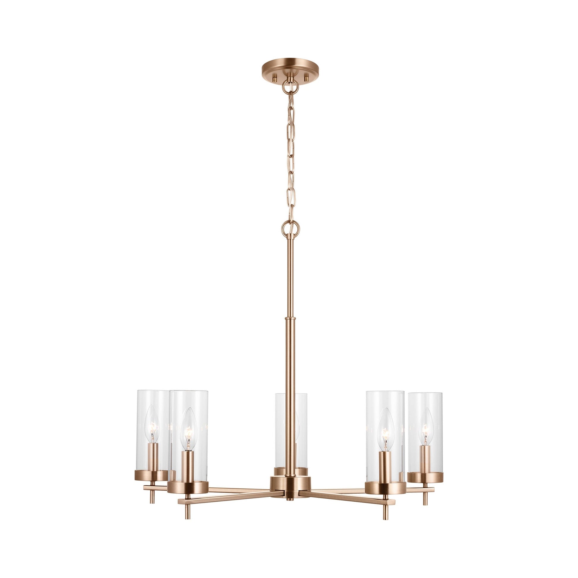 Zire Chandelier in Satin Brass (5-Light).