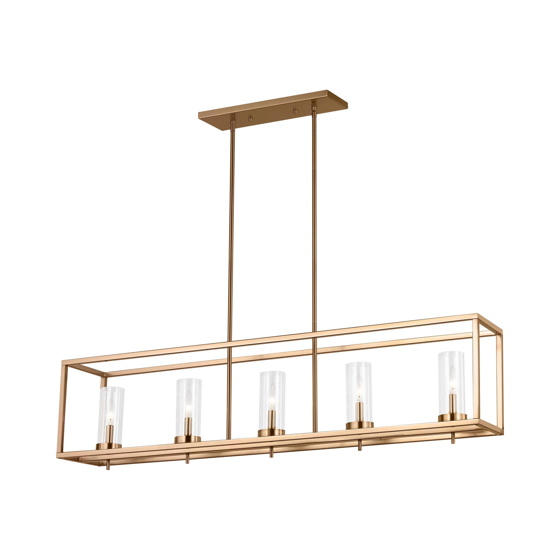 Zire Linear Pendant Light in Satin Brass.