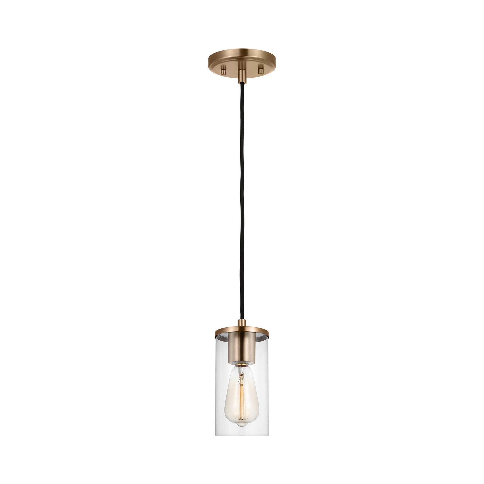 Zire Mini Pendant Light in Satin Brass.