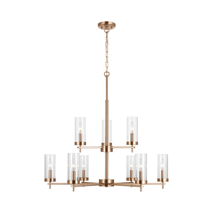Zire Multi Tiered Chandelier in Satin Brass.