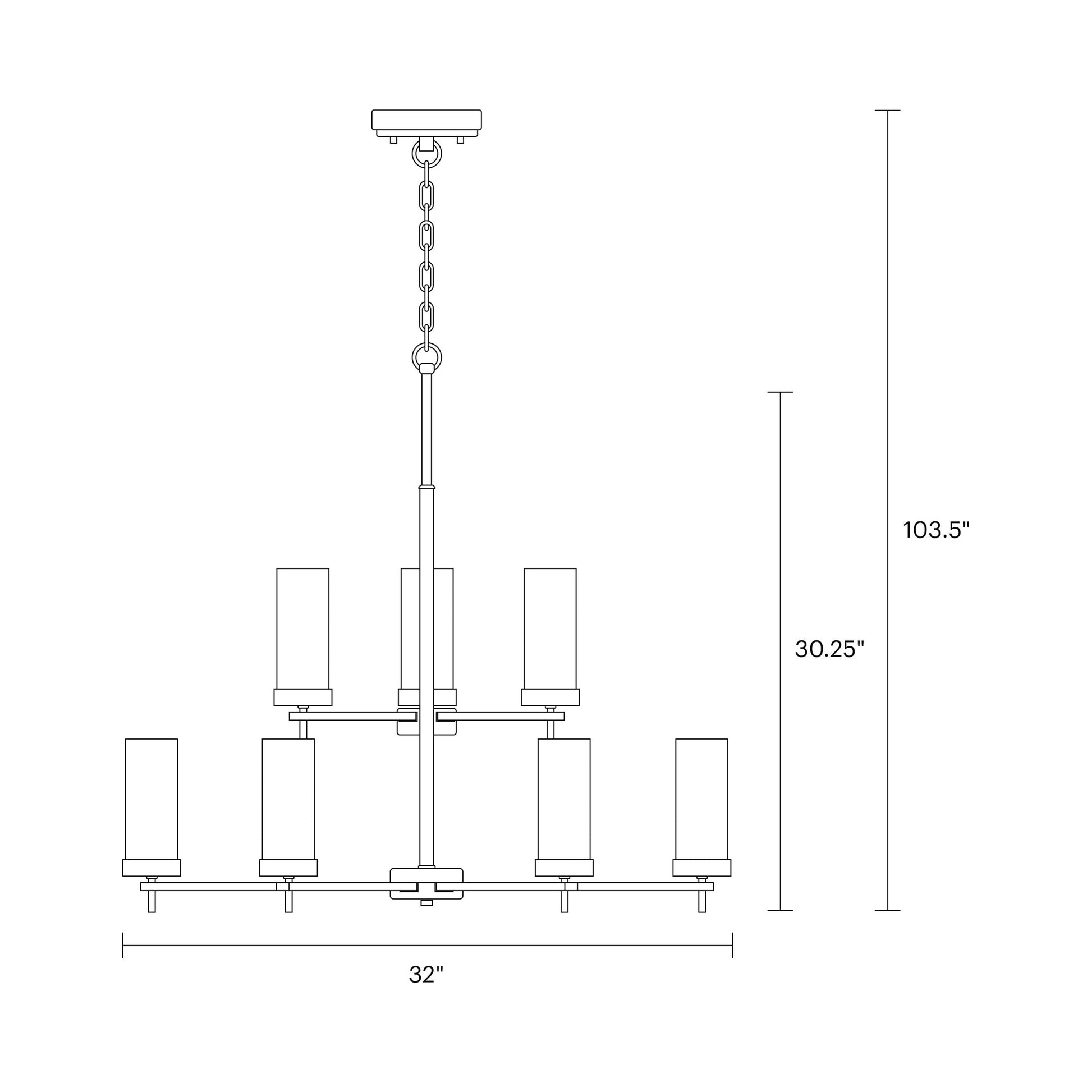 Zire Multi Tiered Chandelier - line drawing.