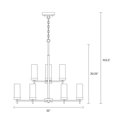 Zire Multi Tiered Chandelier - line drawing.