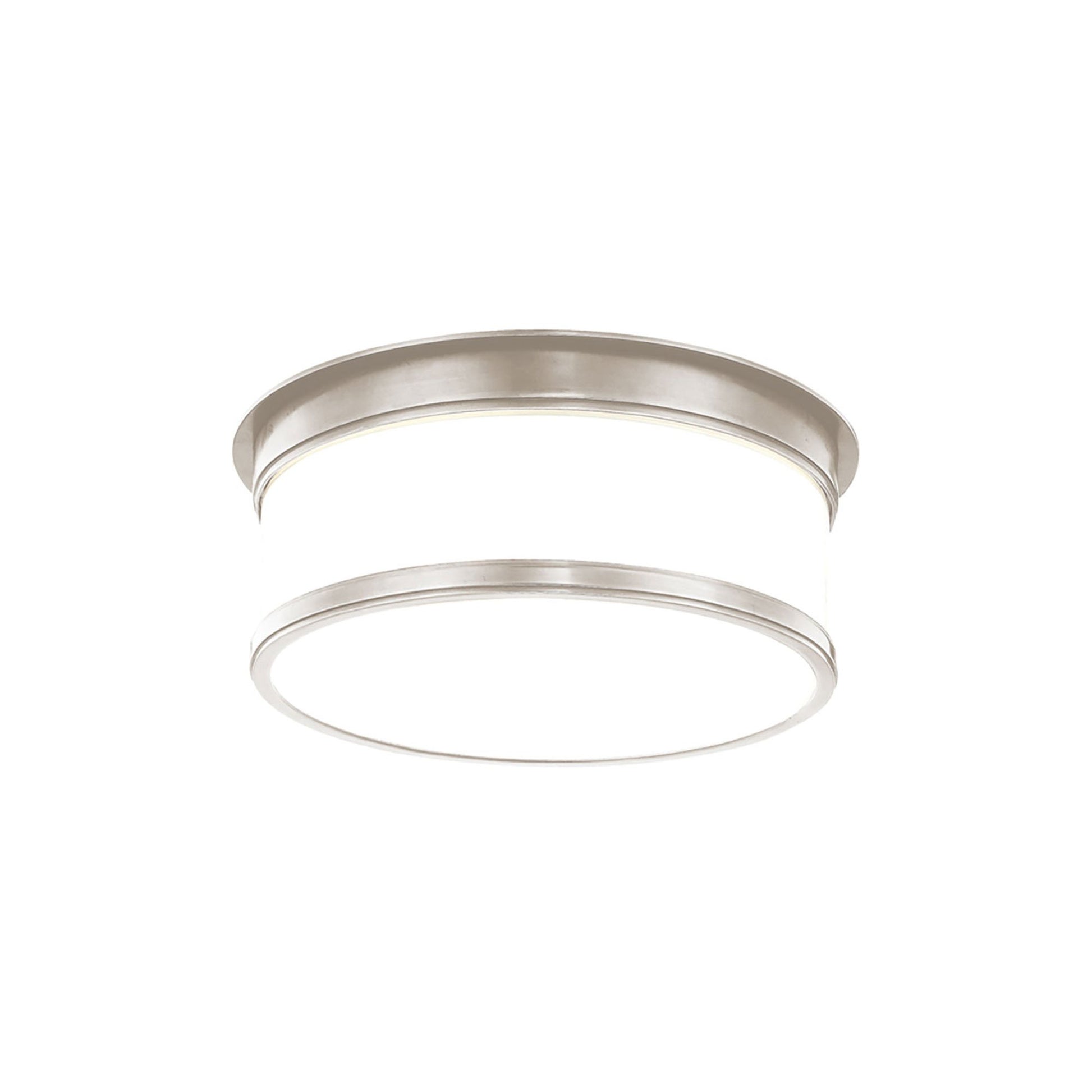 Geneva Flush Mount Ceiling Light in 2-Light/Satin Nickel.