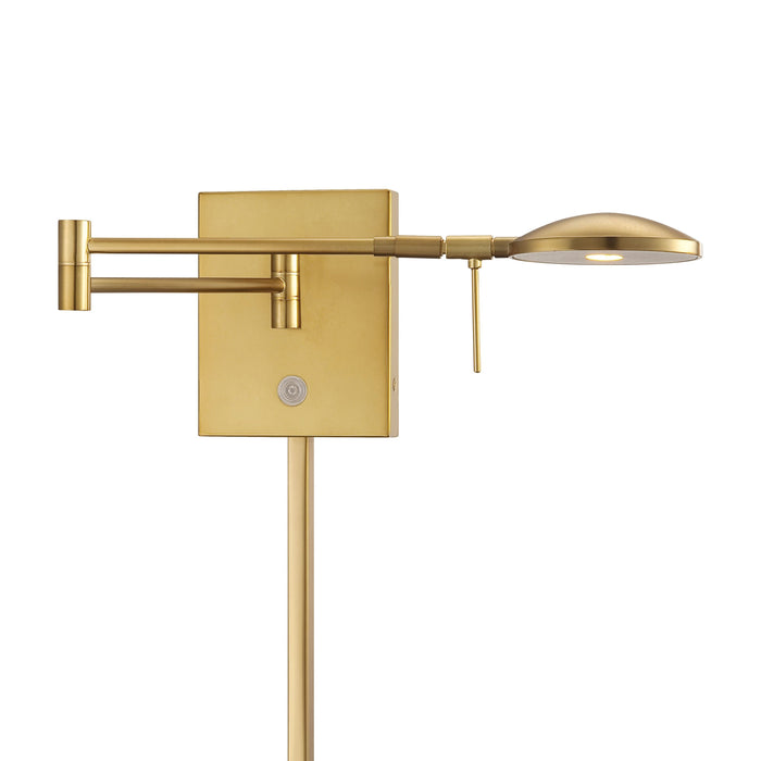 George's Reading Room P4338 LED Swing Arm Wall Light in Honey Gold.