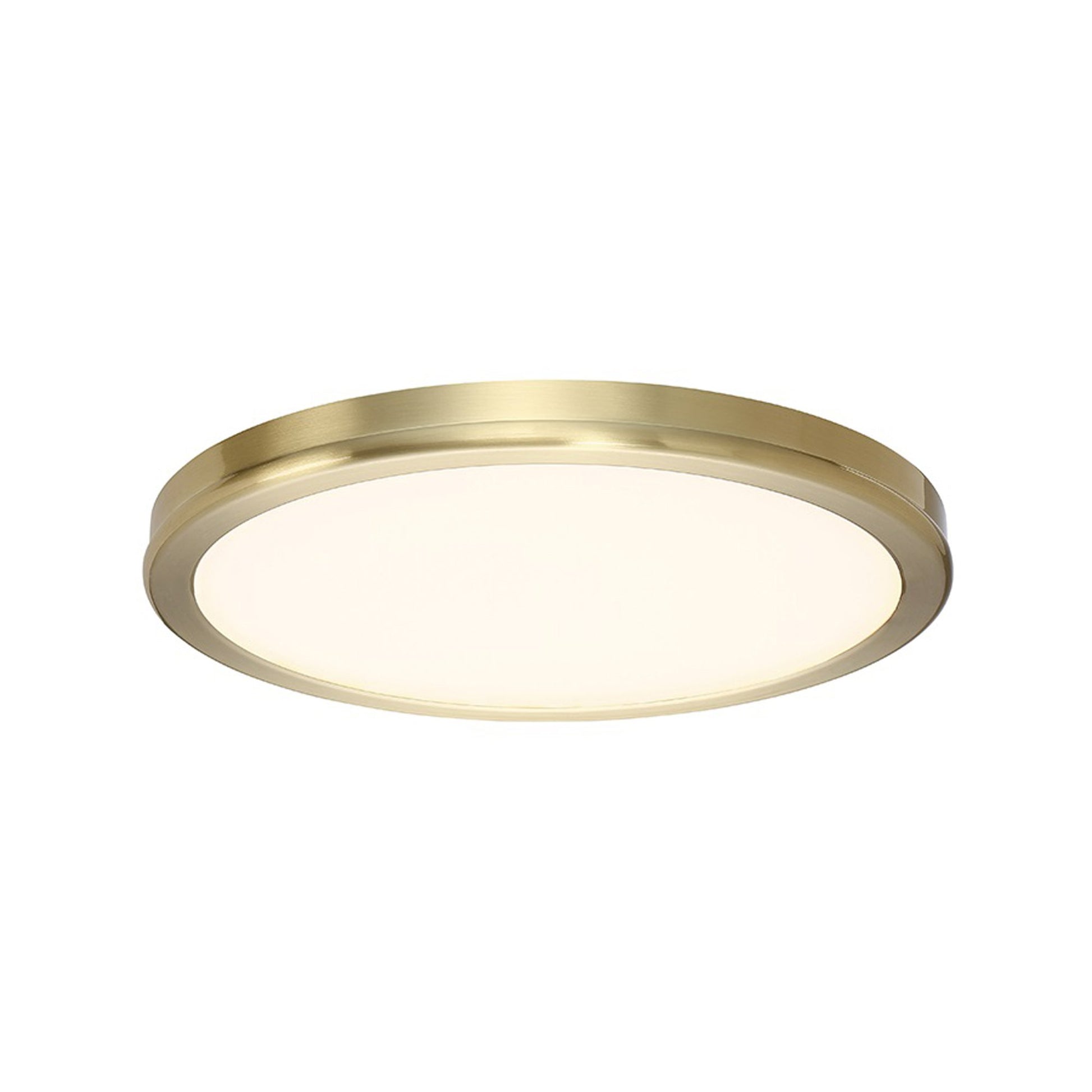 Geos LED Round Low-Profile Flush Mount Light in Brushed Brass (Medium/2700K).