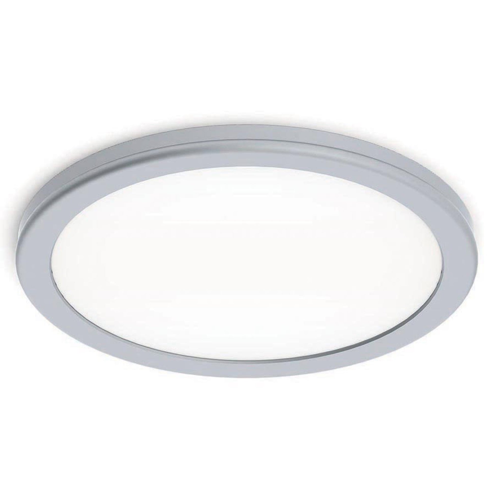 Geos LED Round Low-Profile Flush Mount Light in Titanium (Medium/2700K).