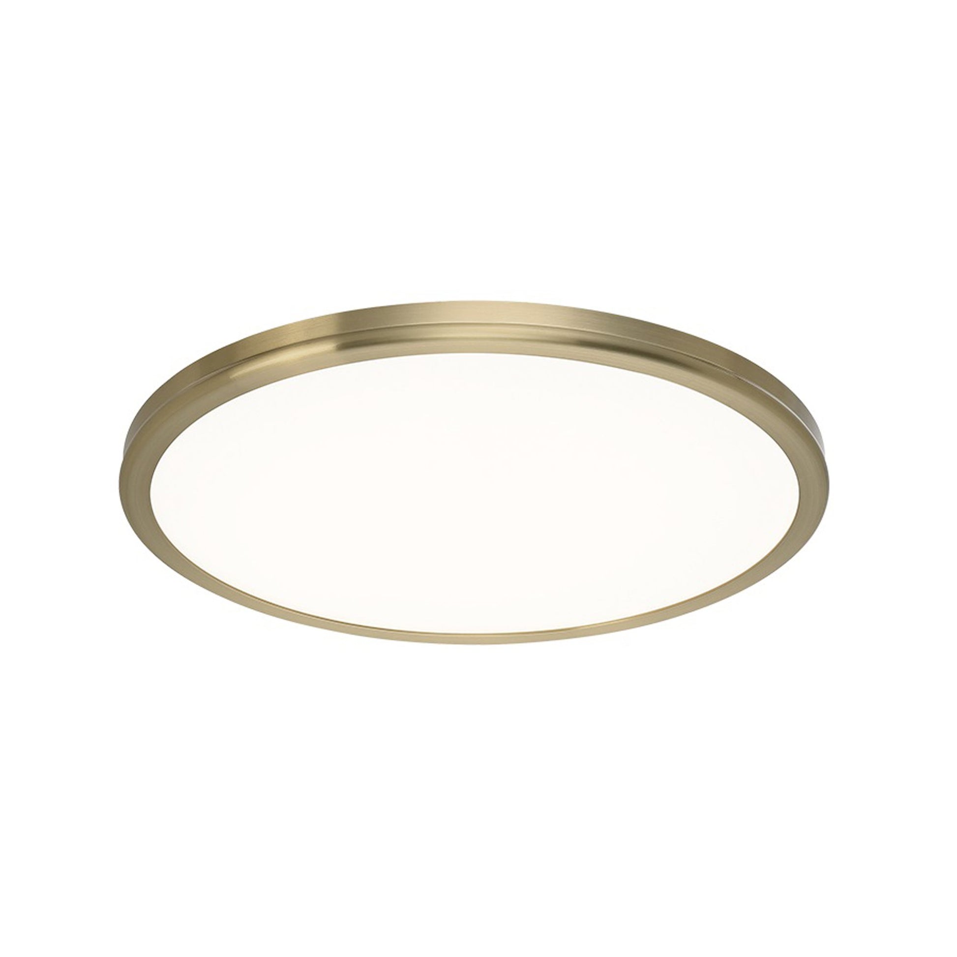 Geos LED Round Low-Profile Flush Mount Light in Brushed Brass (Large/2700K).