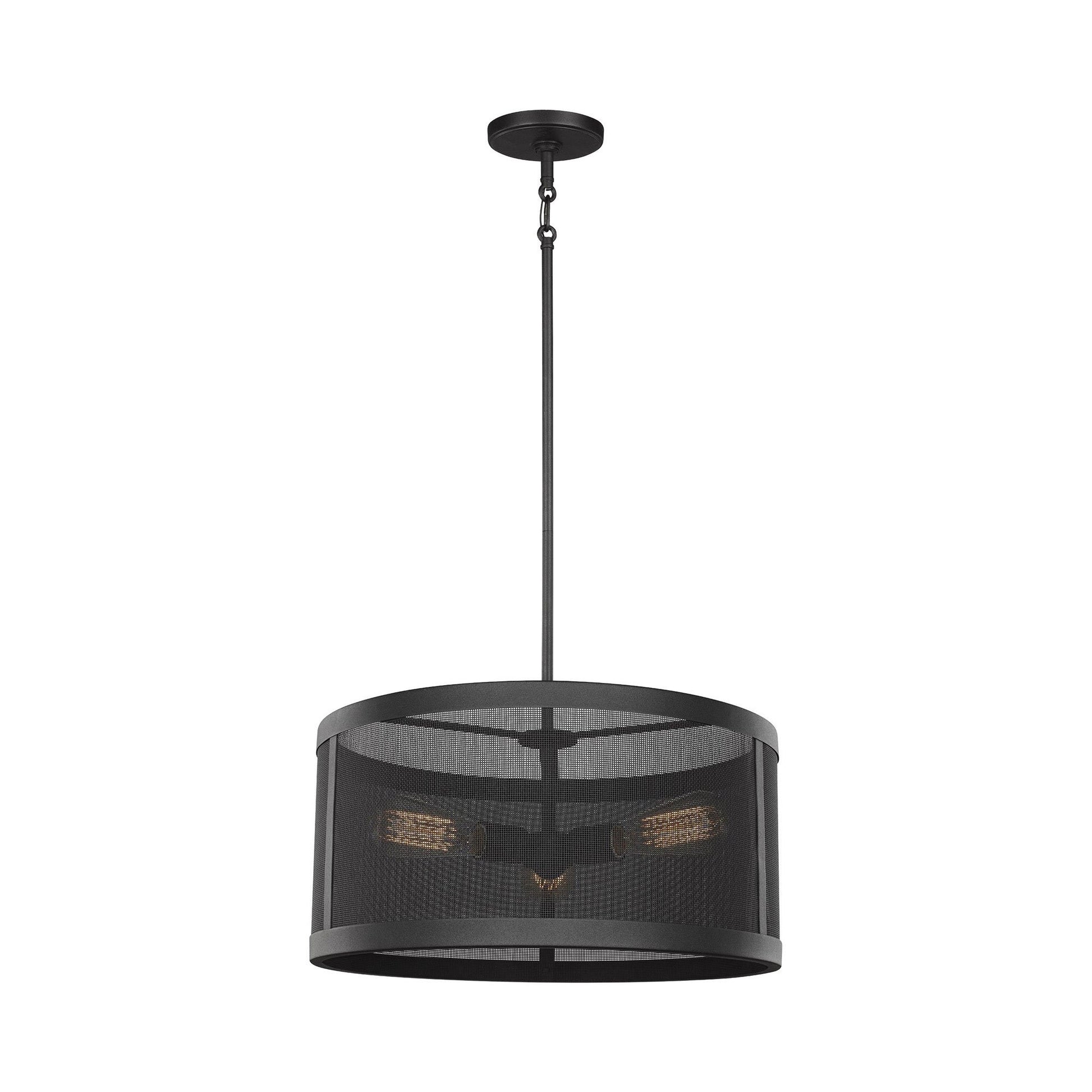 Gereon Drum Pendant Light in Black.