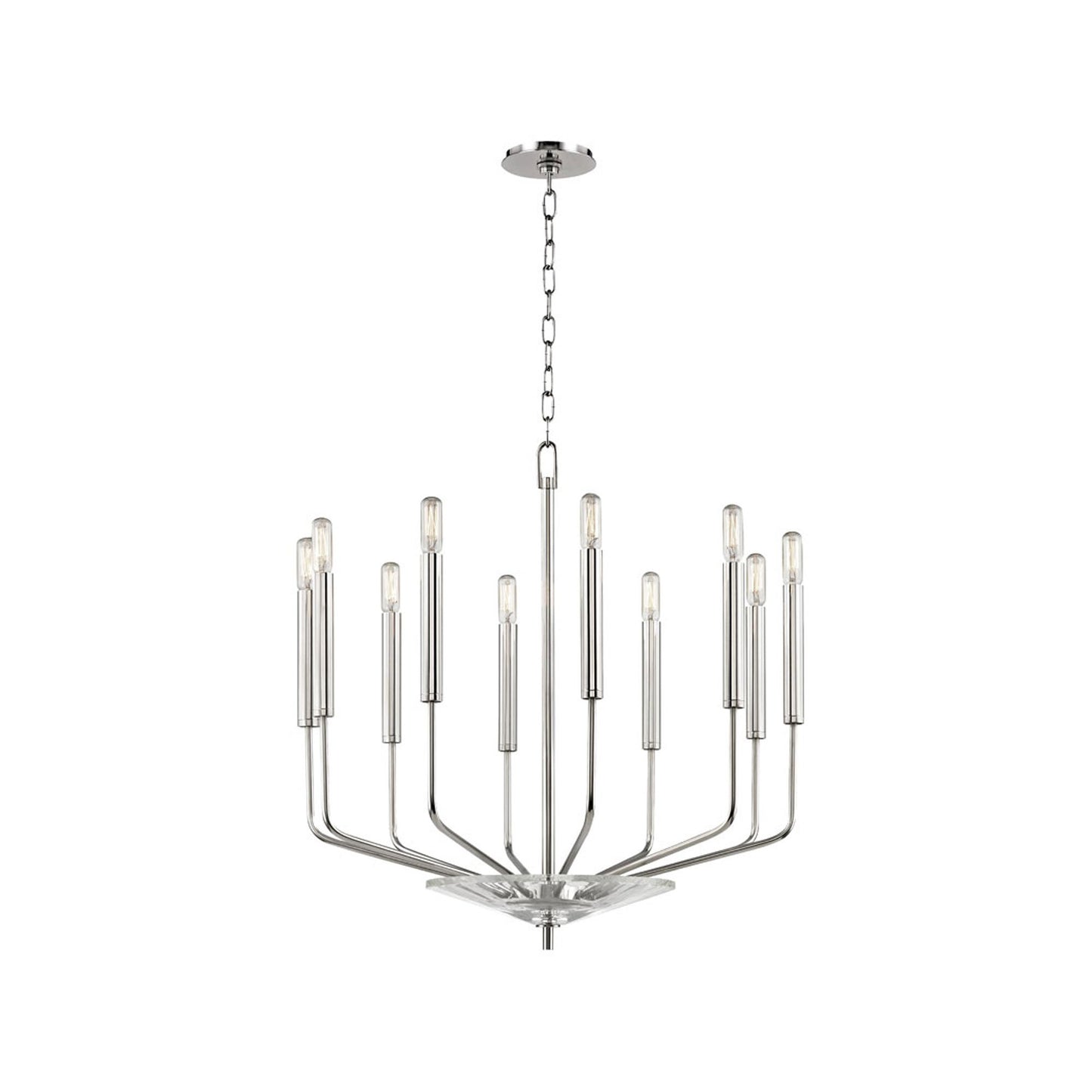 Gideon Chandelier in 10-Light/Polished Nickel.