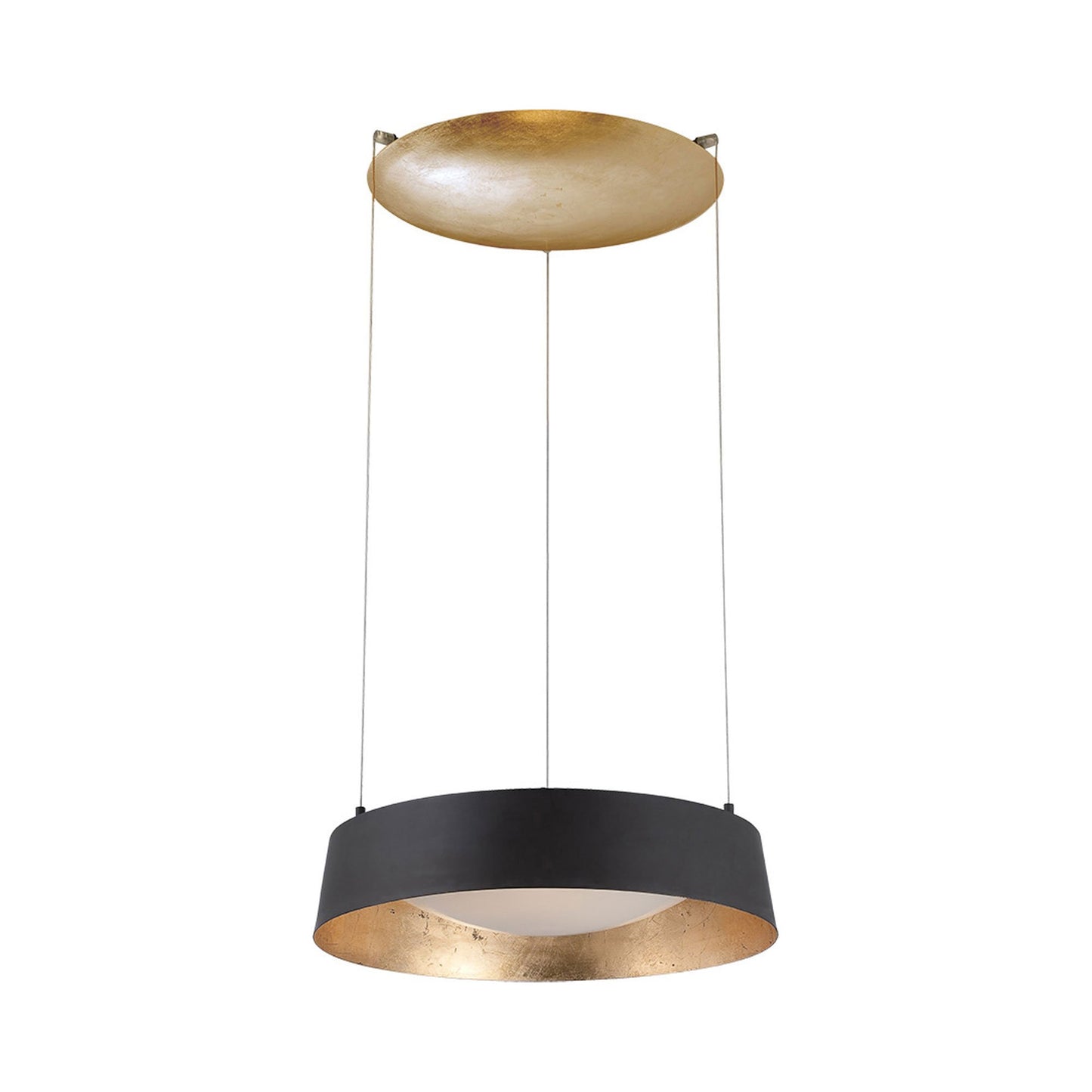 Gilt LED Chandelier in Black and Gold.