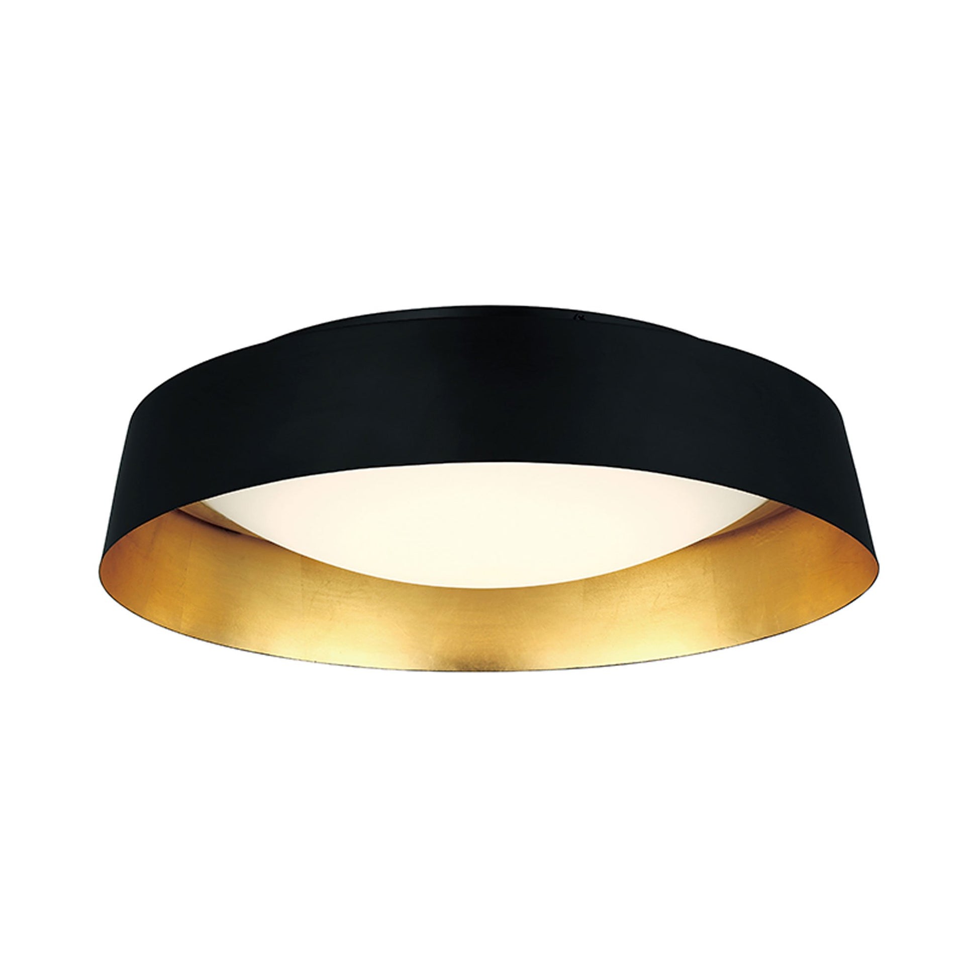 Gilt LED Flush Mount Ceiling Light in Black and Gold.