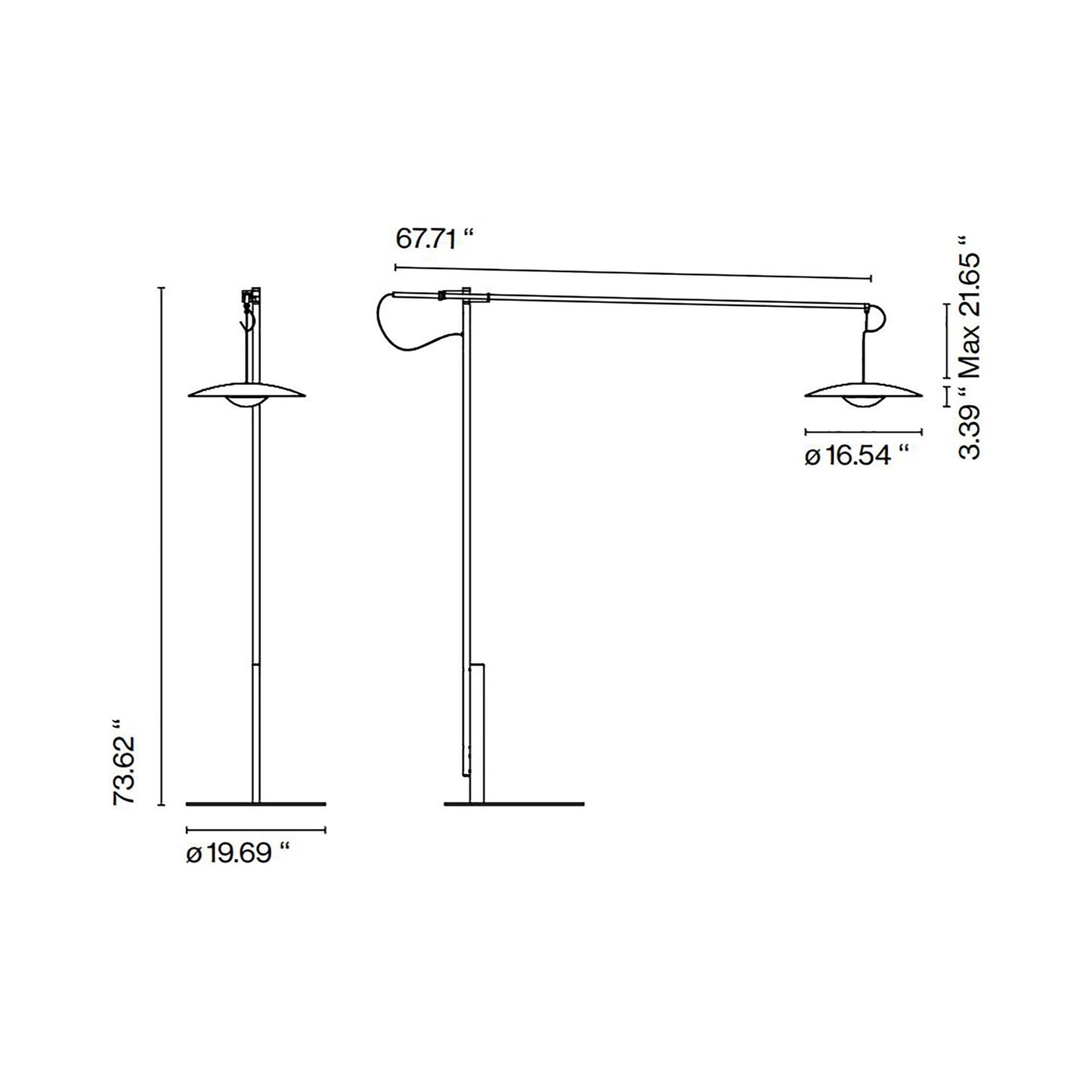 Ginger LED Floor Lamp - line drawing.