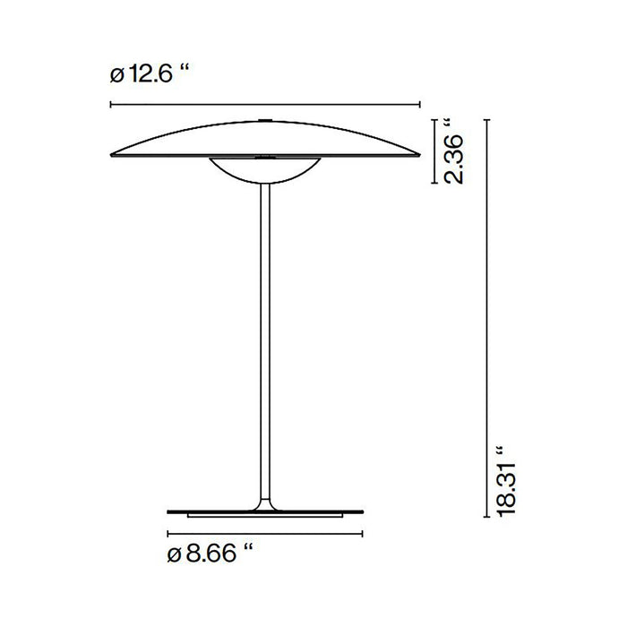 Ginger LED Table Lamp - line drawing.