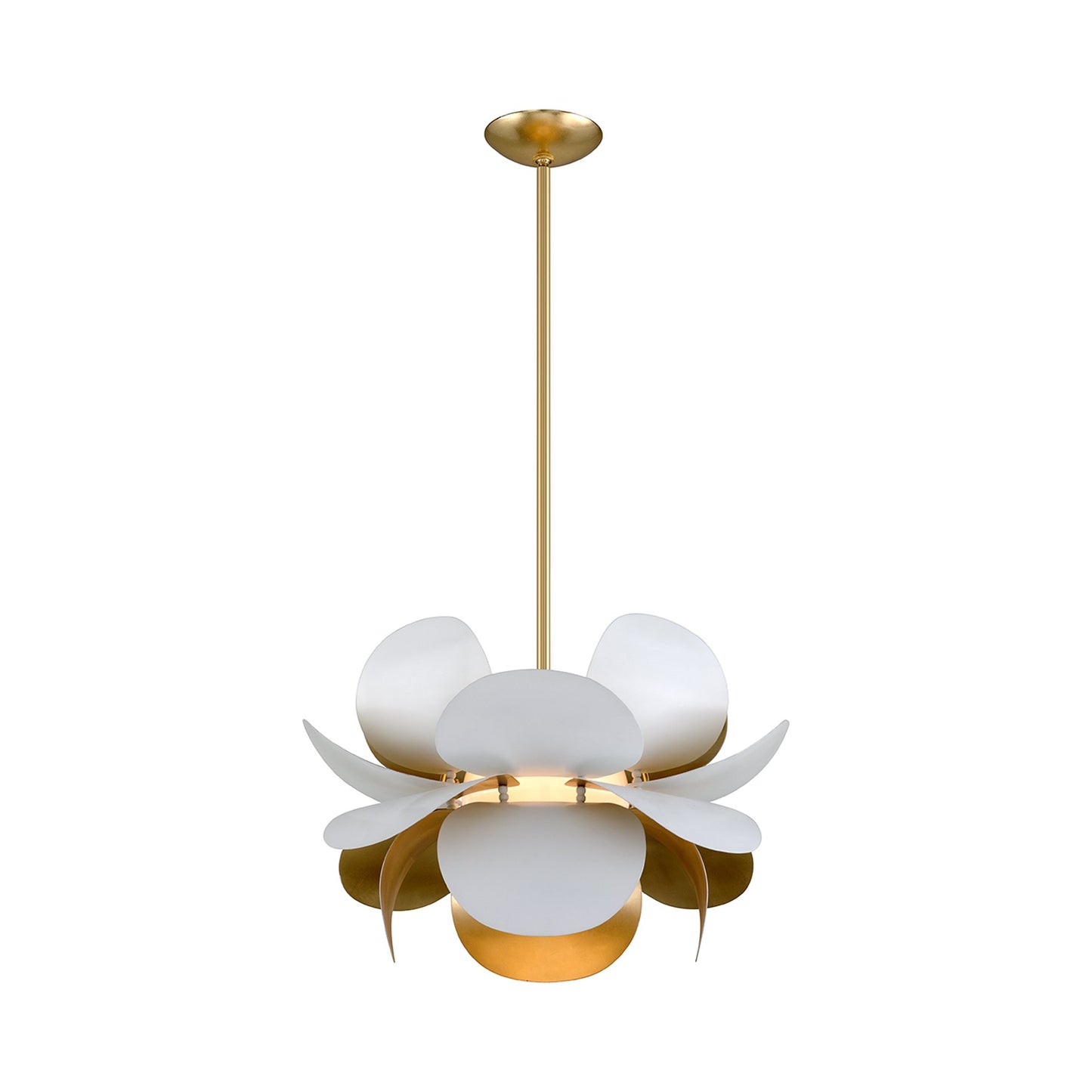 Ginger Pendant Light in Gold Leaf/White/Medium.