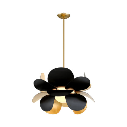 Ginger Pendant Light in Gold Leaf/Black/Large.