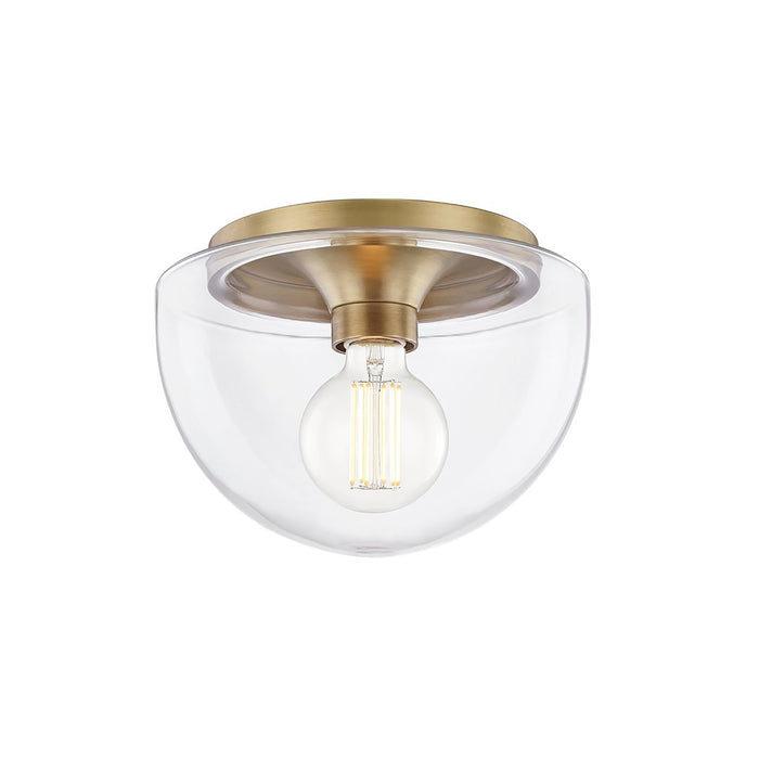 Grace Round Flush Mount Ceiling Light in Aged Brass (Small).
