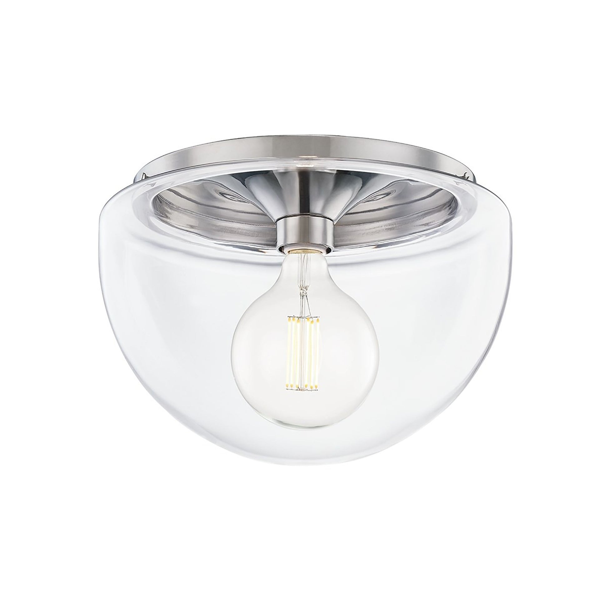 Grace Round Flush Mount Ceiling Light in Polished Nickel (Large).