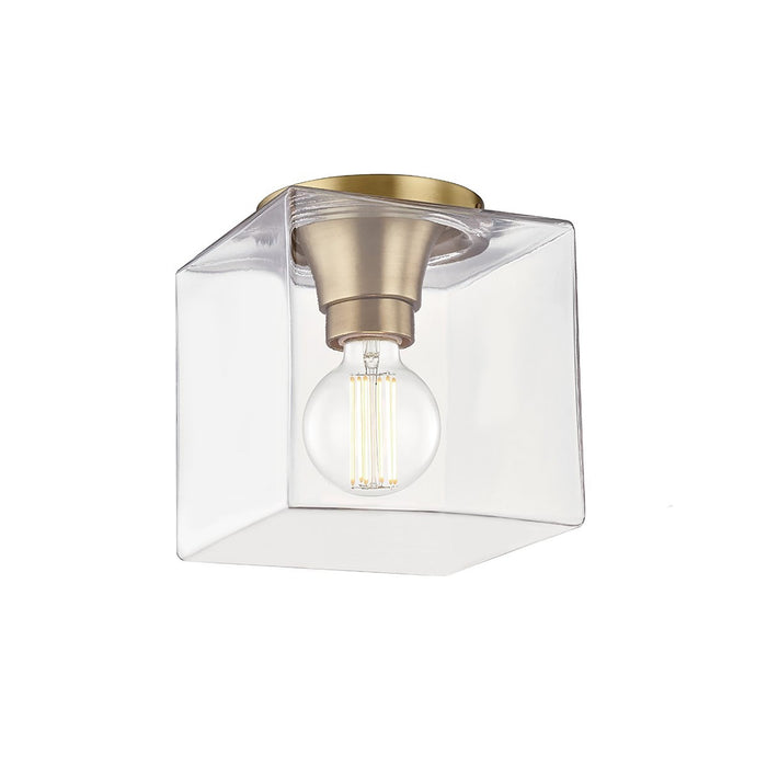Grace Square Flush Mount Ceiling Light in Aged Brass (Small).