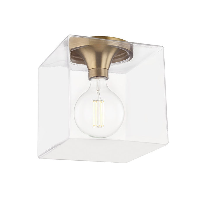 Grace Square Flush Mount Ceiling Light in Aged Brass (Large).