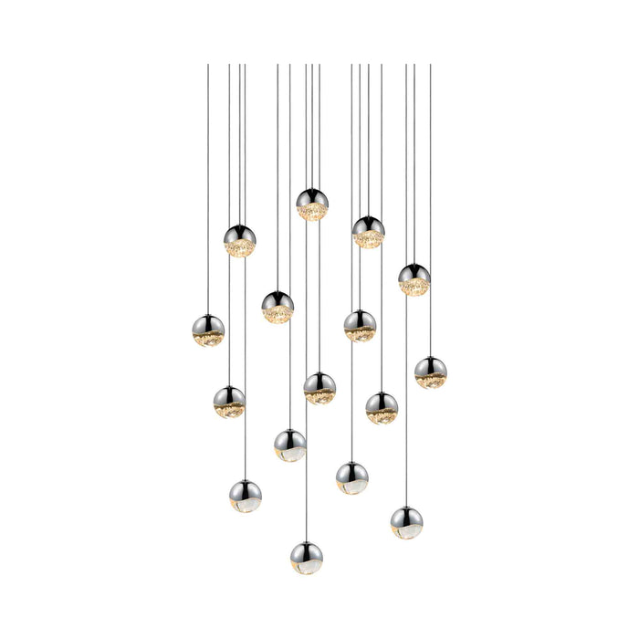 Grapes® 16-Light Square LED Multipoint Pendant Light in Polished Chrome /Small.