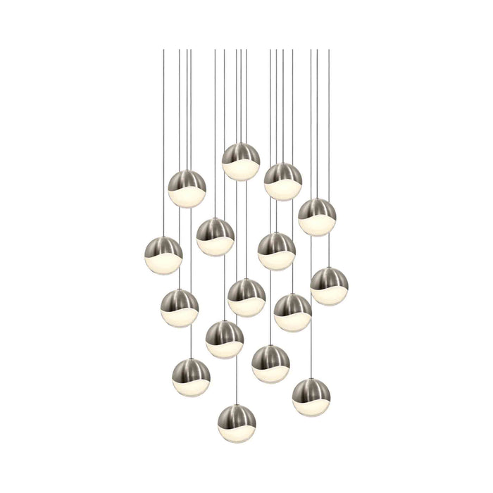 Grapes® 16-Light Square LED Multipoint Pendant Light in Satin Nickel /Large.
