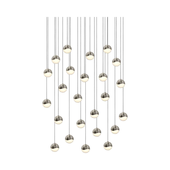 Grapes® 24-Light Round LED Multipoint Pendant Light in Satin Nickel /Small Bulb.