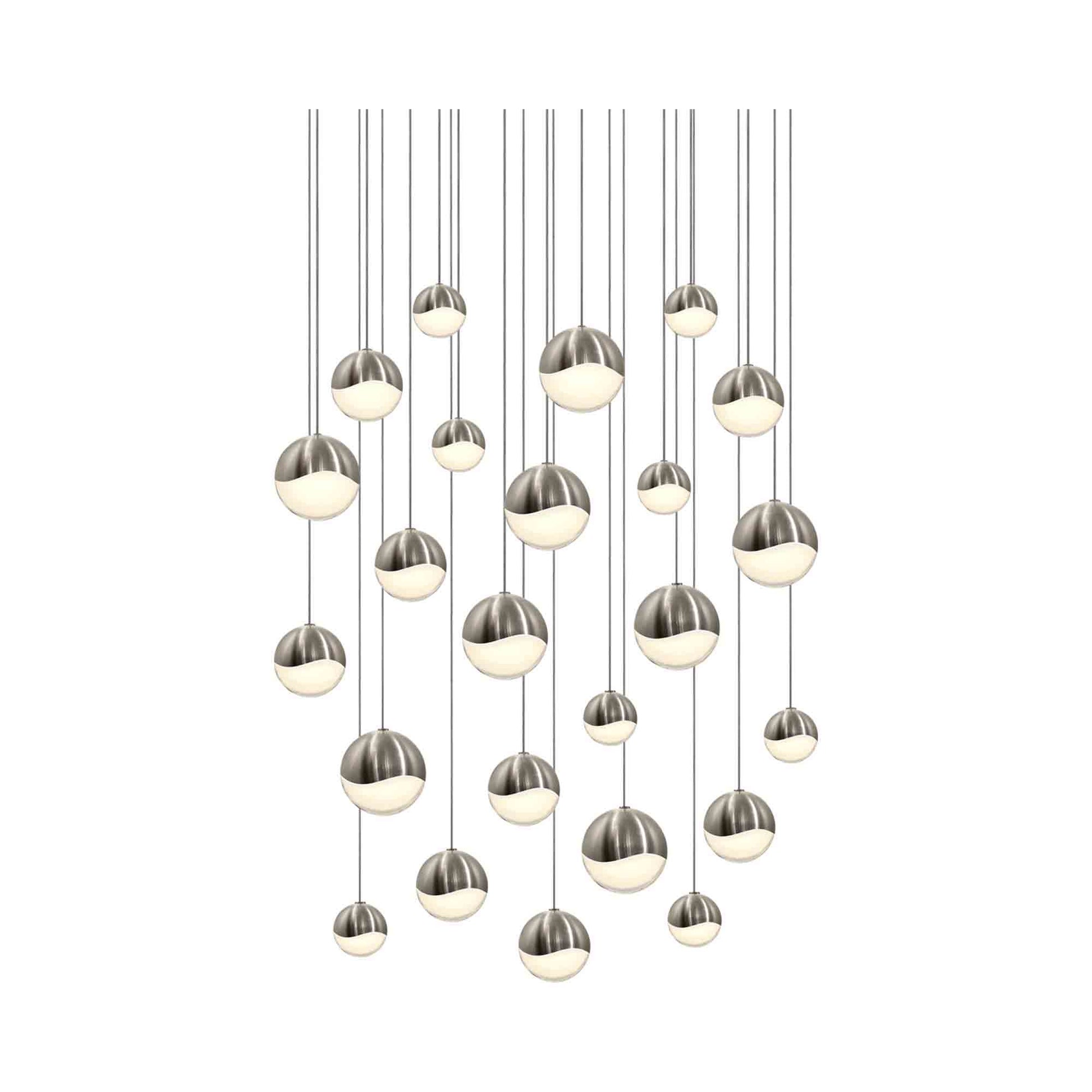 Grapes® 24-Light Round LED Multipoint Pendant Light in Satin Nickel/Assorted Bulb.