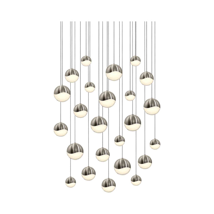 Grapes® 24-Light Round LED Multipoint Pendant Light in Satin Nickel/Assorted Bulb.