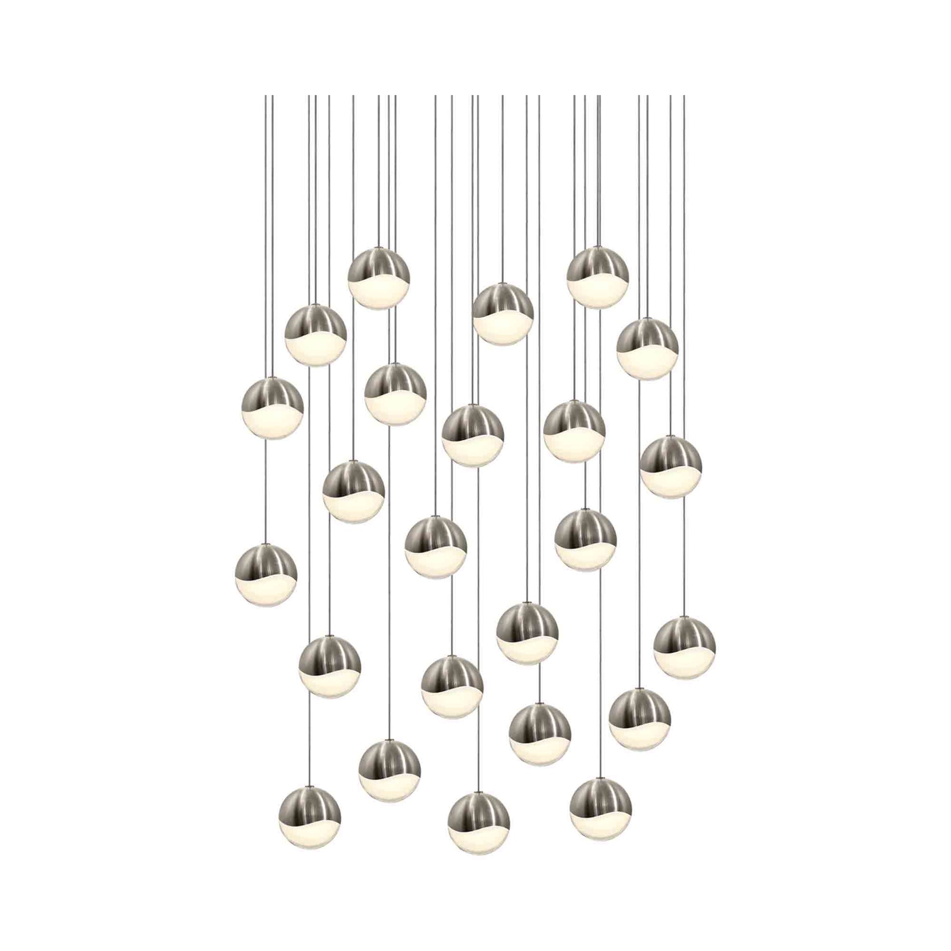 Grapes® 24-Light Round LED Multipoint Pendant Light in Satin Nickel /Medium Bulb.