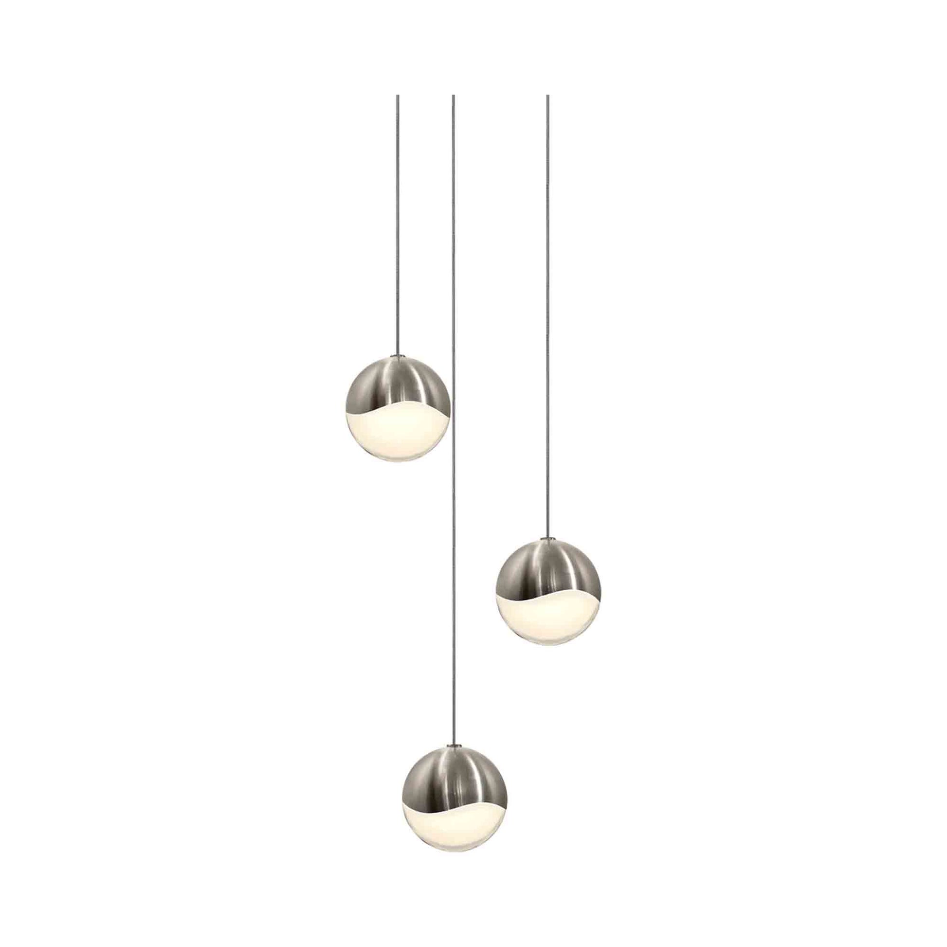 Grapes® LED Multipoint Pendant Light in Satin Nickel/Round/Medium (3-Light).