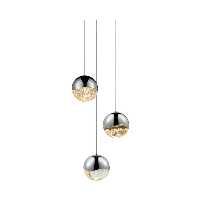 Grapes® LED Multipoint Pendant Light in Polished Chrome/Round/Large (3-Light).