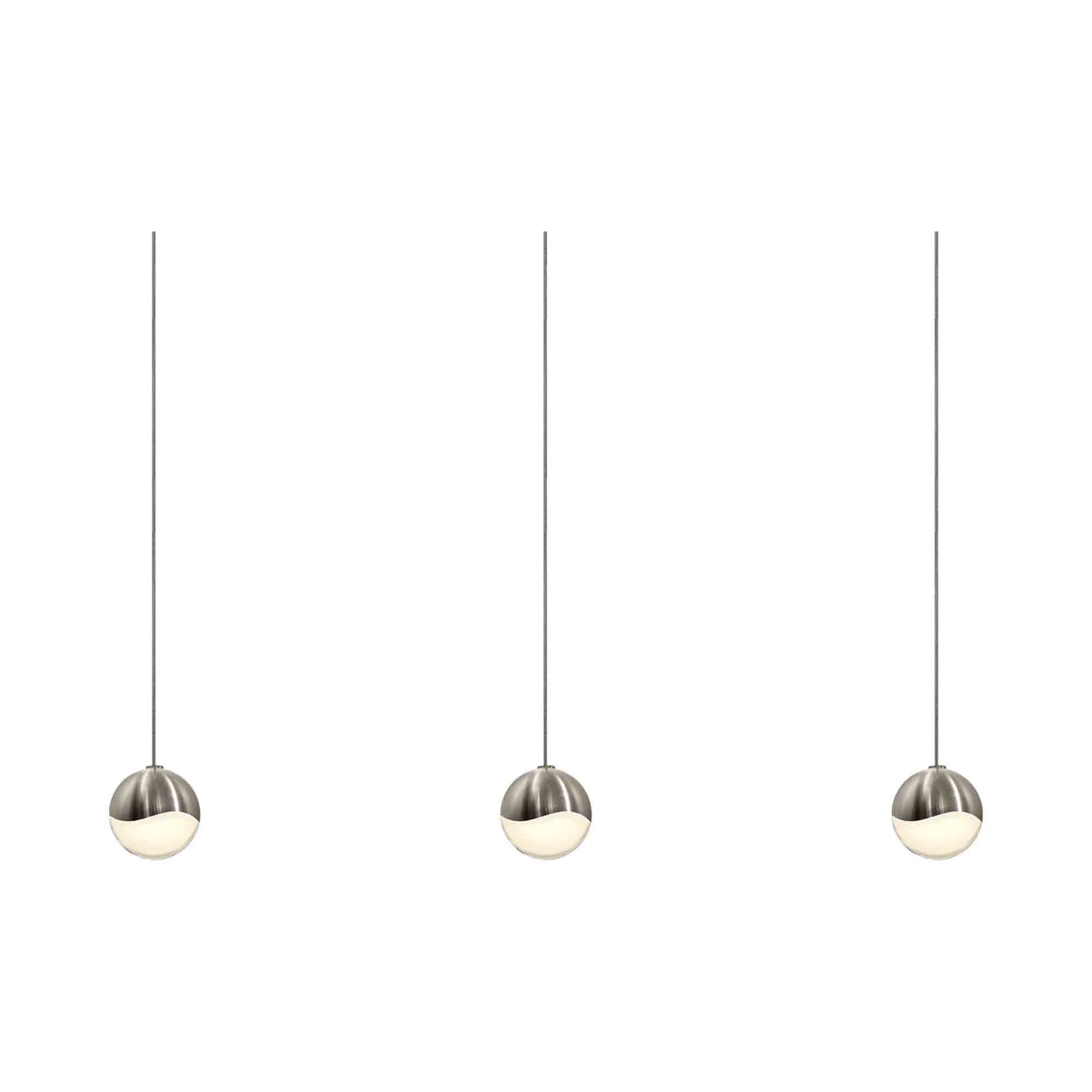 Grapes® LED Multipoint Pendant Light in Satin Nickel/Rectangle/Small (3-Light).