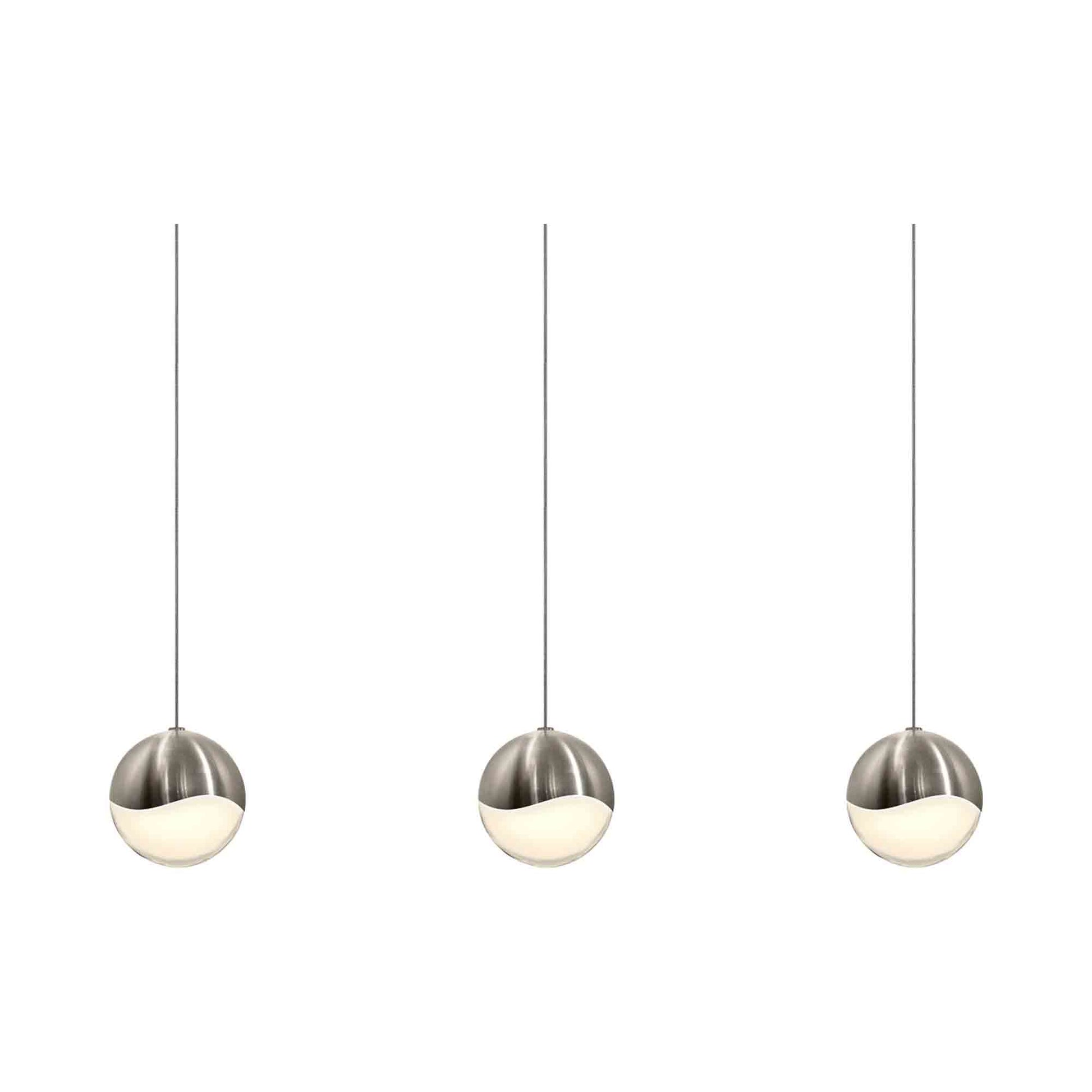 Grapes® LED Multipoint Pendant Light in Satin Nickel/Rectangle/Large (3-Light).