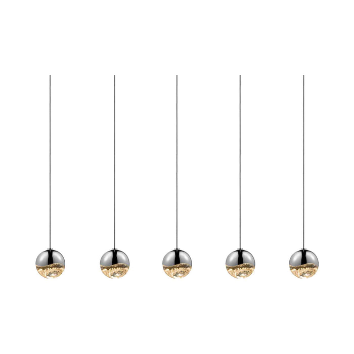 Grapes® LED Multipoint Pendant Light in Polished Chrome/Rectangle/Small (5-Light).