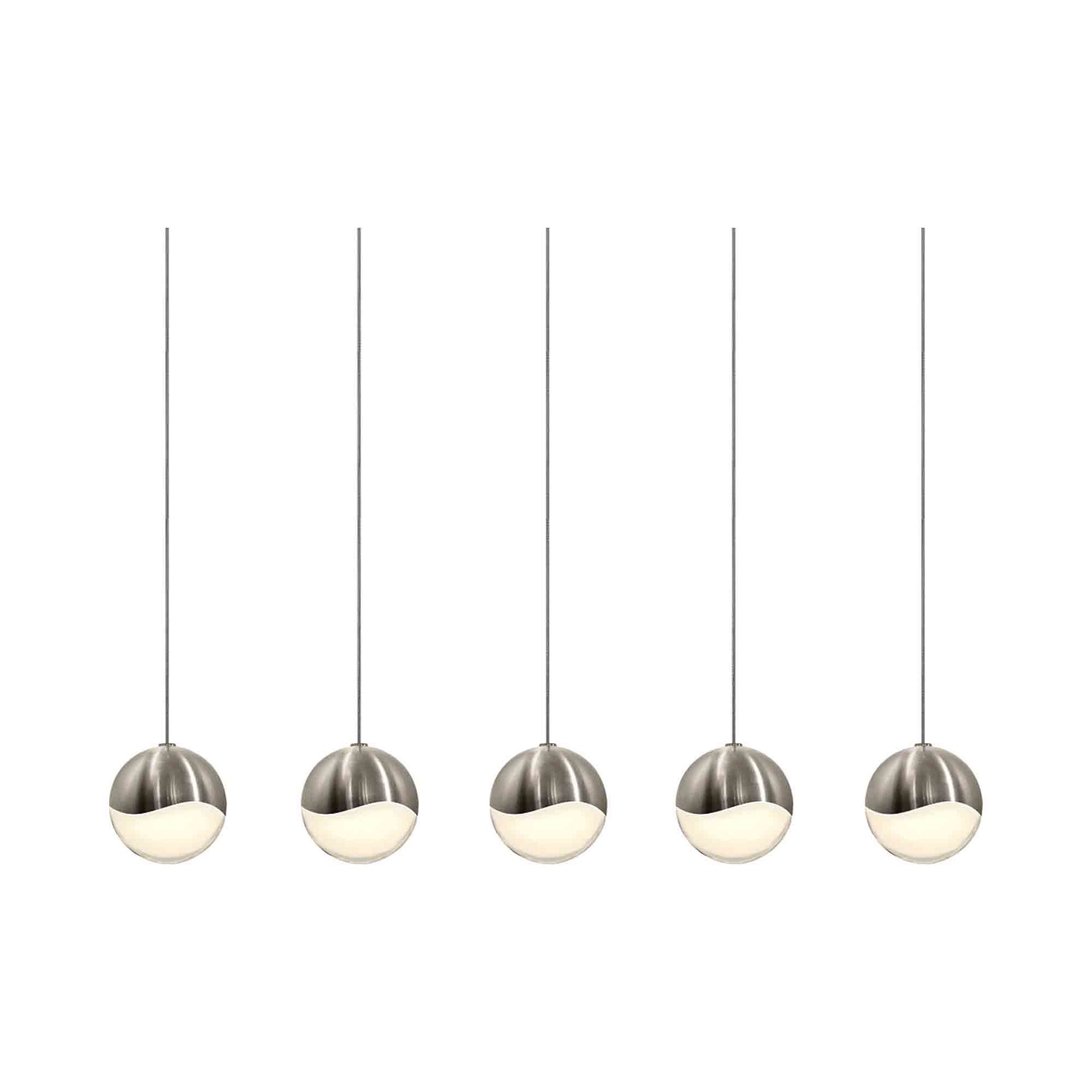 Grapes® LED Multipoint Pendant Light in Satin Nickel/Rectangle/Medium (5-Light).