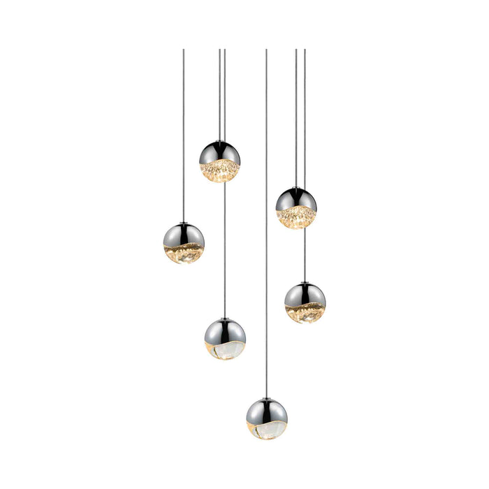 Grapes® LED Multipoint Pendant Light in Polished Chrome/Round/Small (6-Light).