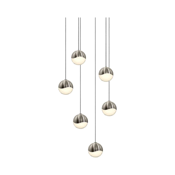 Grapes® LED Multipoint Pendant Light in Satin Nickel/Round/Small (6-Light).