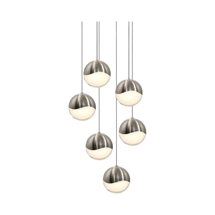 Grapes® LED Multipoint Pendant Light in Satin Nickel/Round/Large (6-Light).