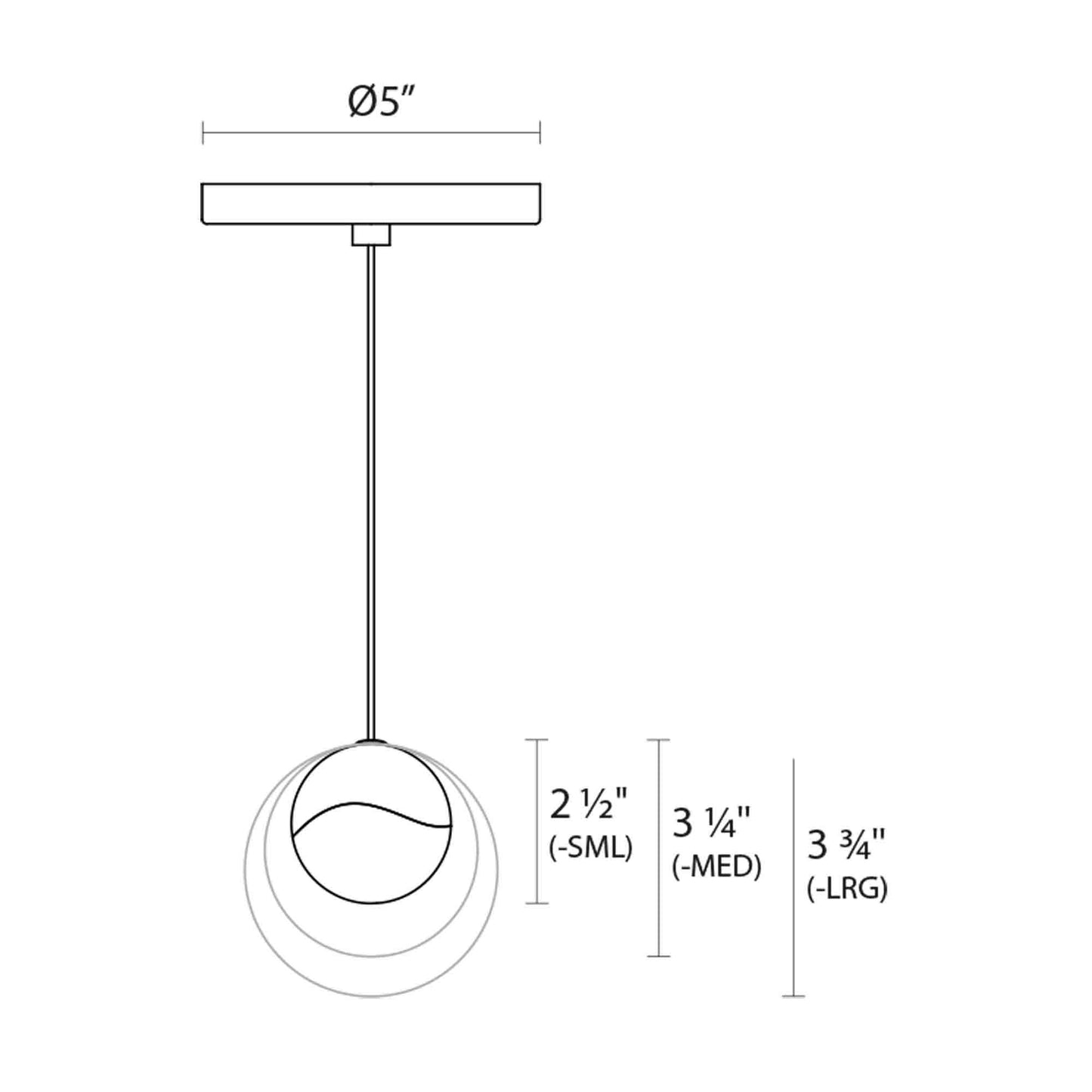 Grapes® LED Pendant Light - line drawing.