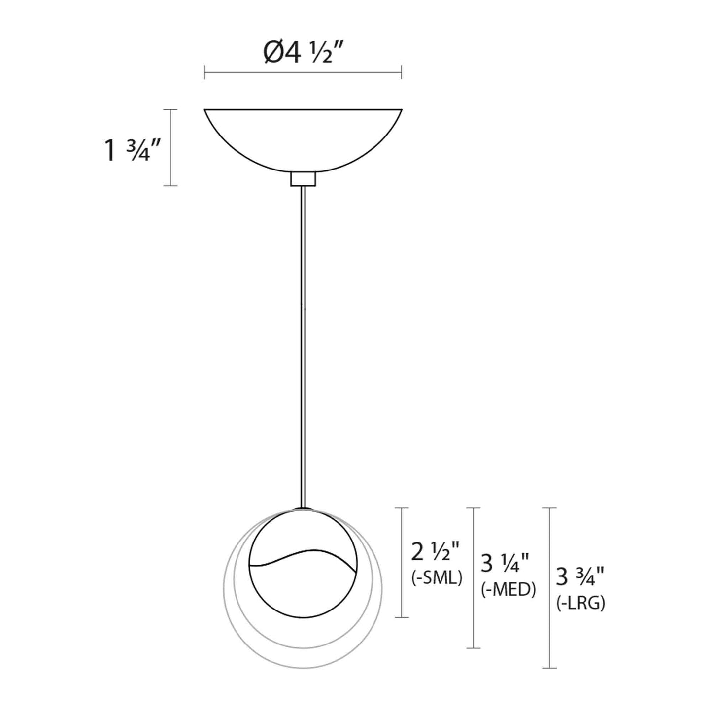 Grapes® LED Pendant Light - line drawing.