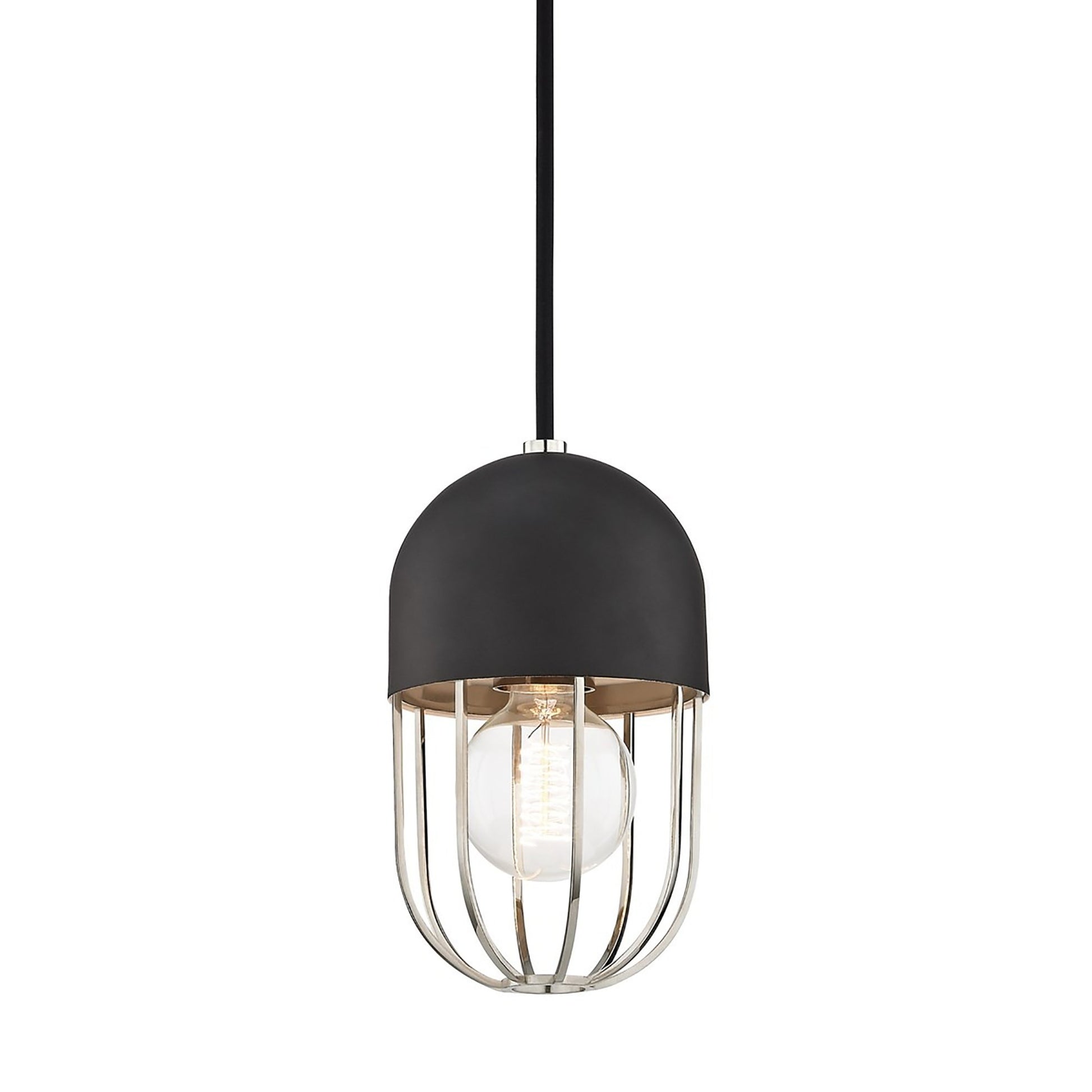 Haley Pendant Light in Polished Nickel / Black.