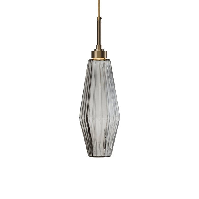 Aalto LED Pendant Light in Heritage Brass/Smoke Glass (19.2-Inch).