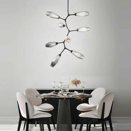 Aalto Modern Vine LED Chandelier in dining room.