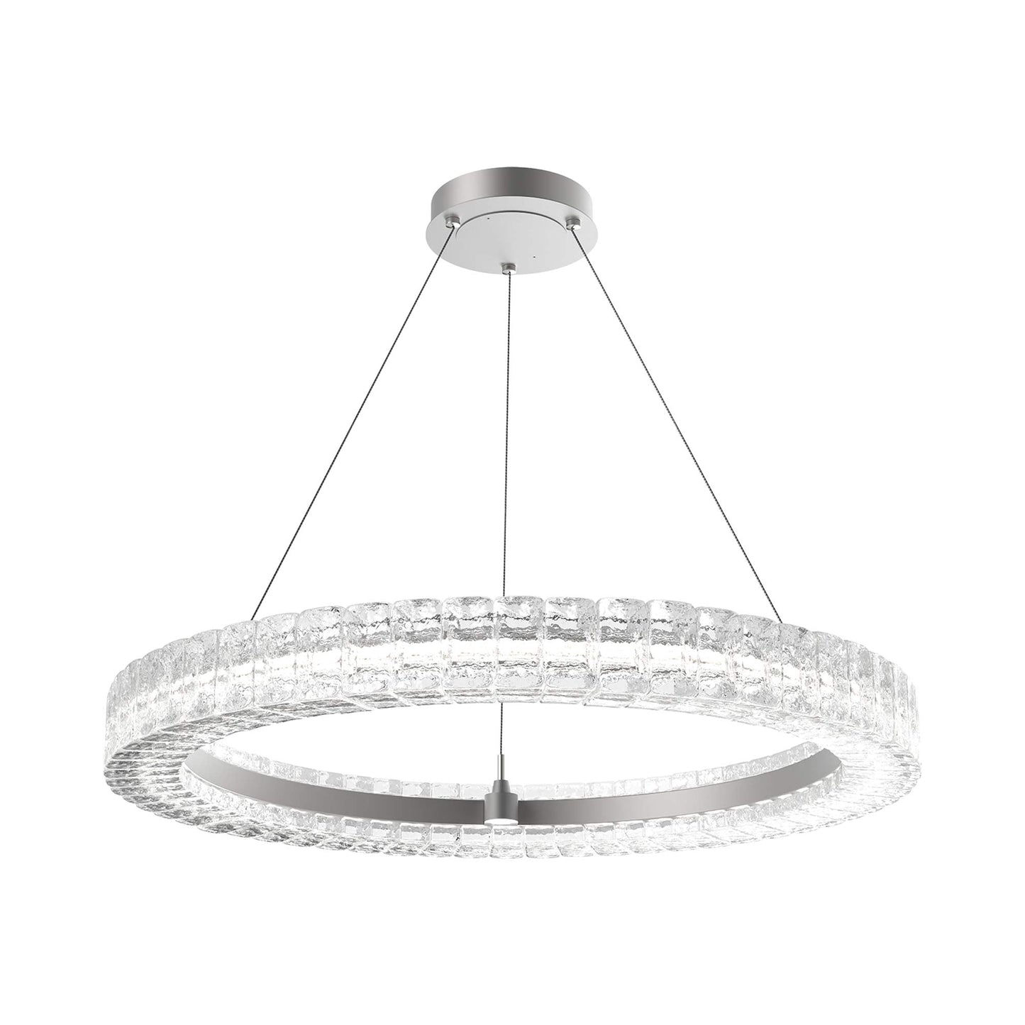 Asscher LED Chandelier in Metallic Beige Silver.